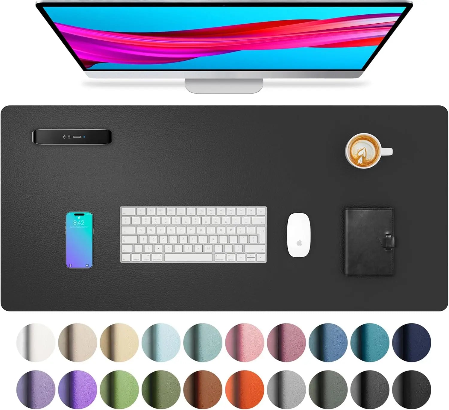 Large Waterproof Desk Mouse Pad - PU Leather Desk Mat for Work & Home Office