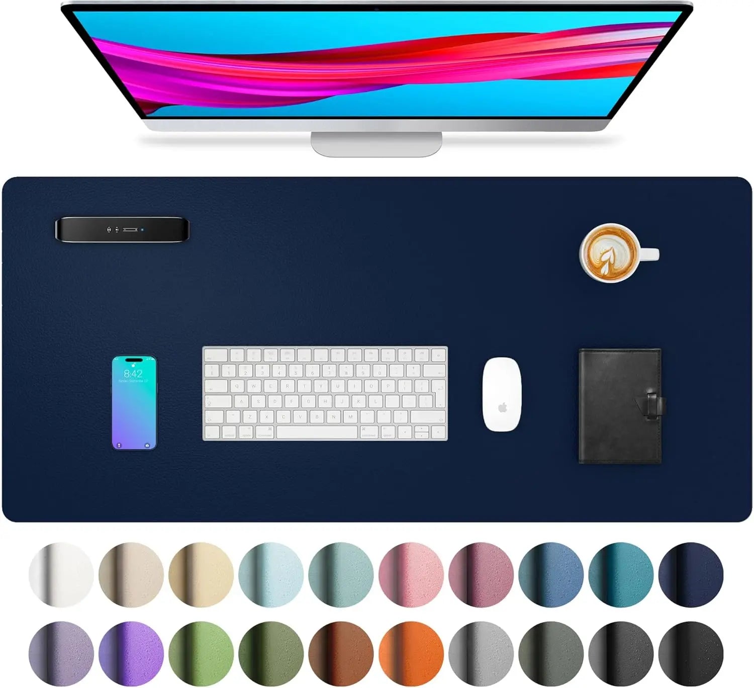 Large Waterproof Desk Mouse Pad - PU Leather Desk Mat for Work & Home Office