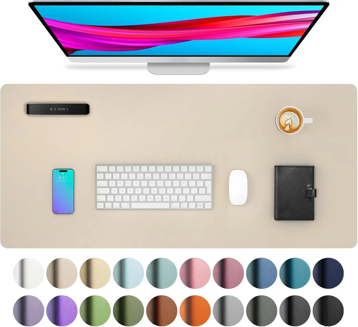 Large Waterproof Desk Mouse Pad - PU Leather Desk Mat for Work & Home Office