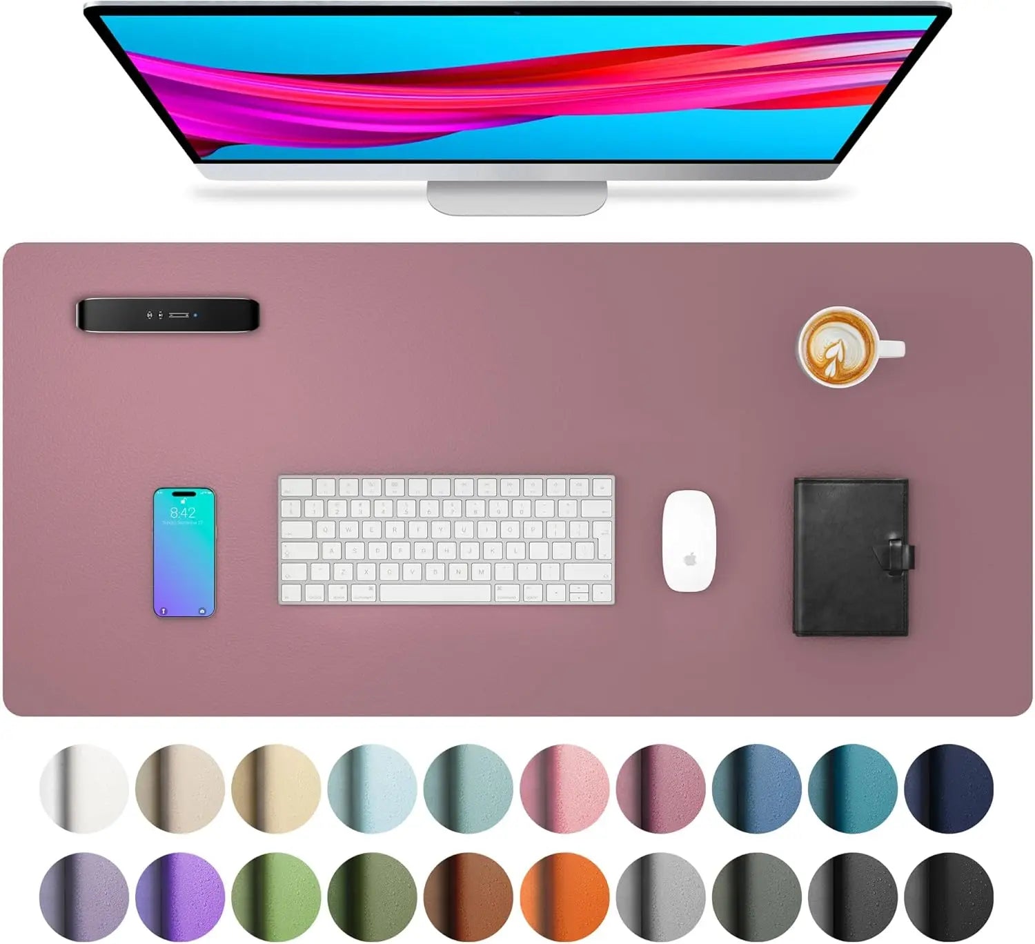 Large Waterproof Desk Mouse Pad - PU Leather Desk Mat for Work & Home Office