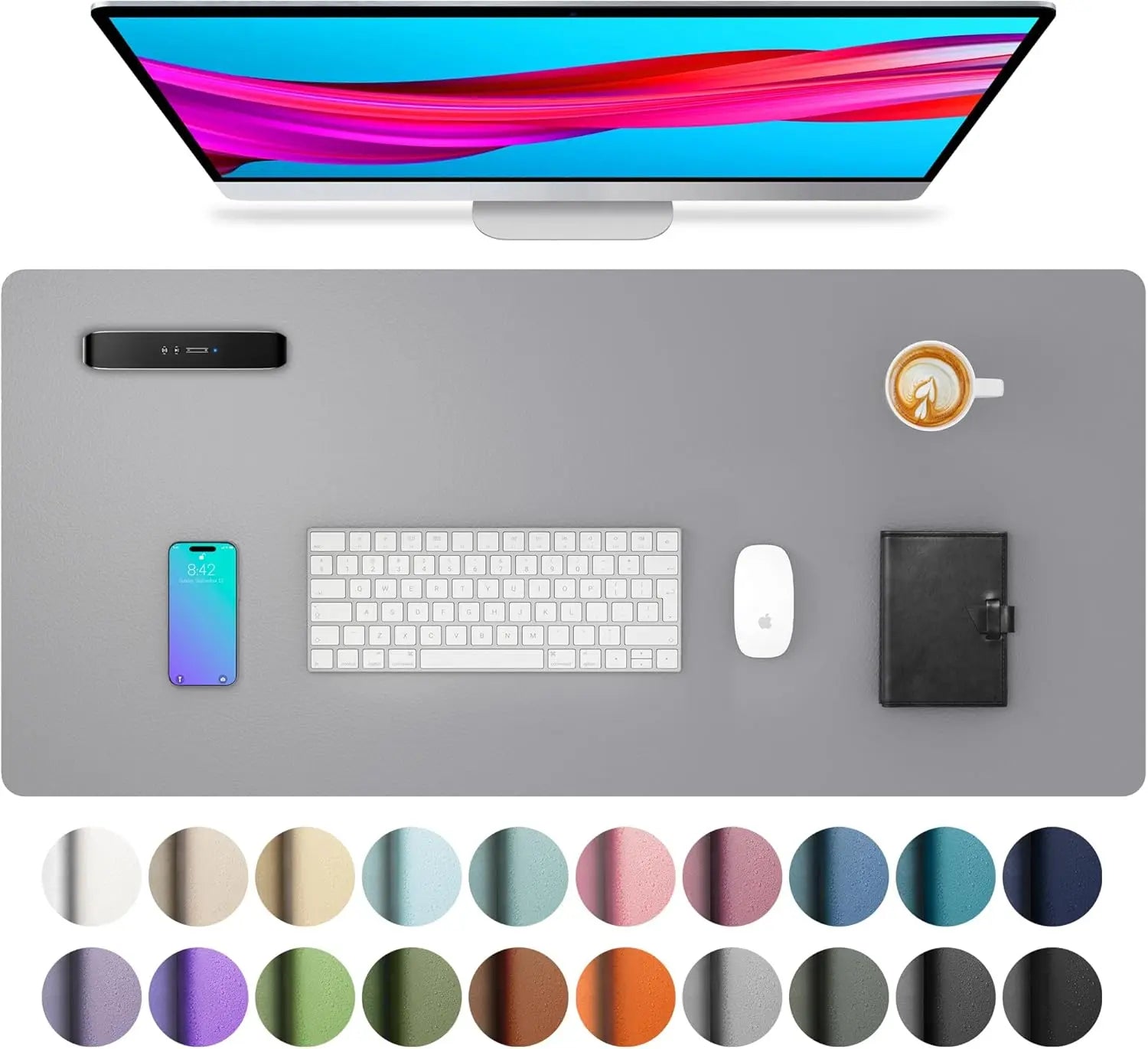 Large Waterproof Desk Mouse Pad - PU Leather Desk Mat for Work & Home Office