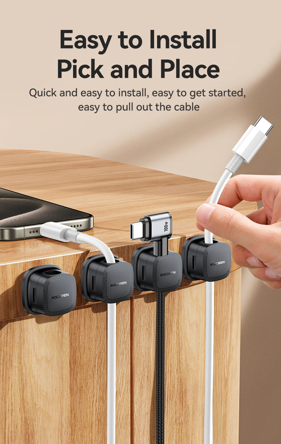 Magnetic Desk Cable Organizer