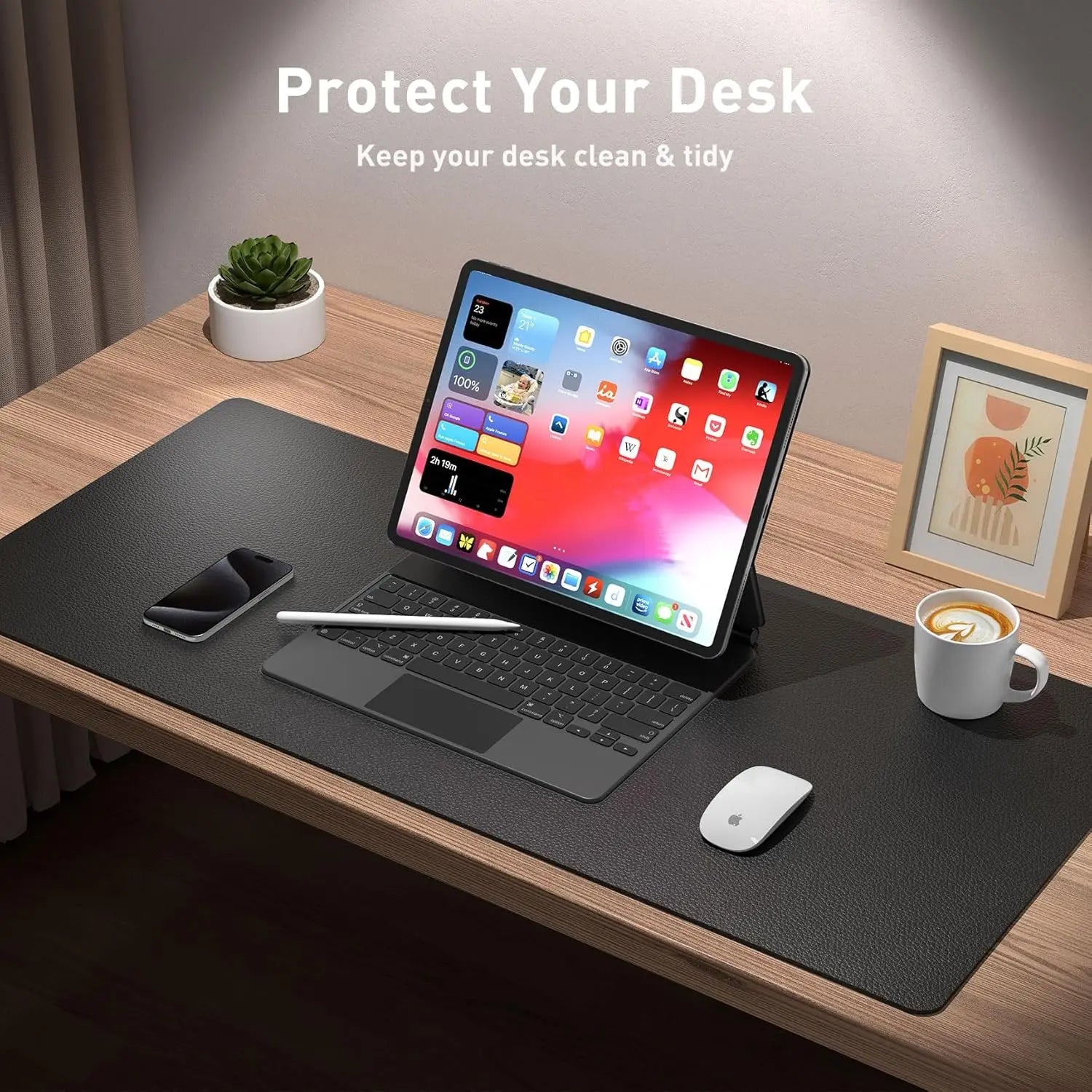 Large Waterproof Desk Mouse Pad - PU Leather Desk Mat for Work & Home Office